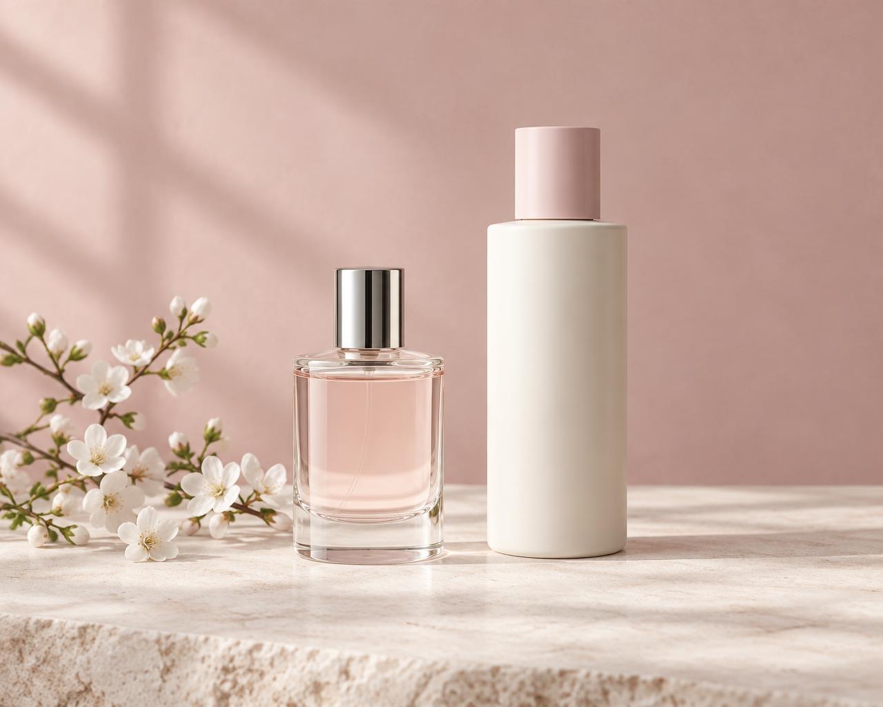 Sfeerbeeld van parfum en huisgeur, geen echte productverpakkingen